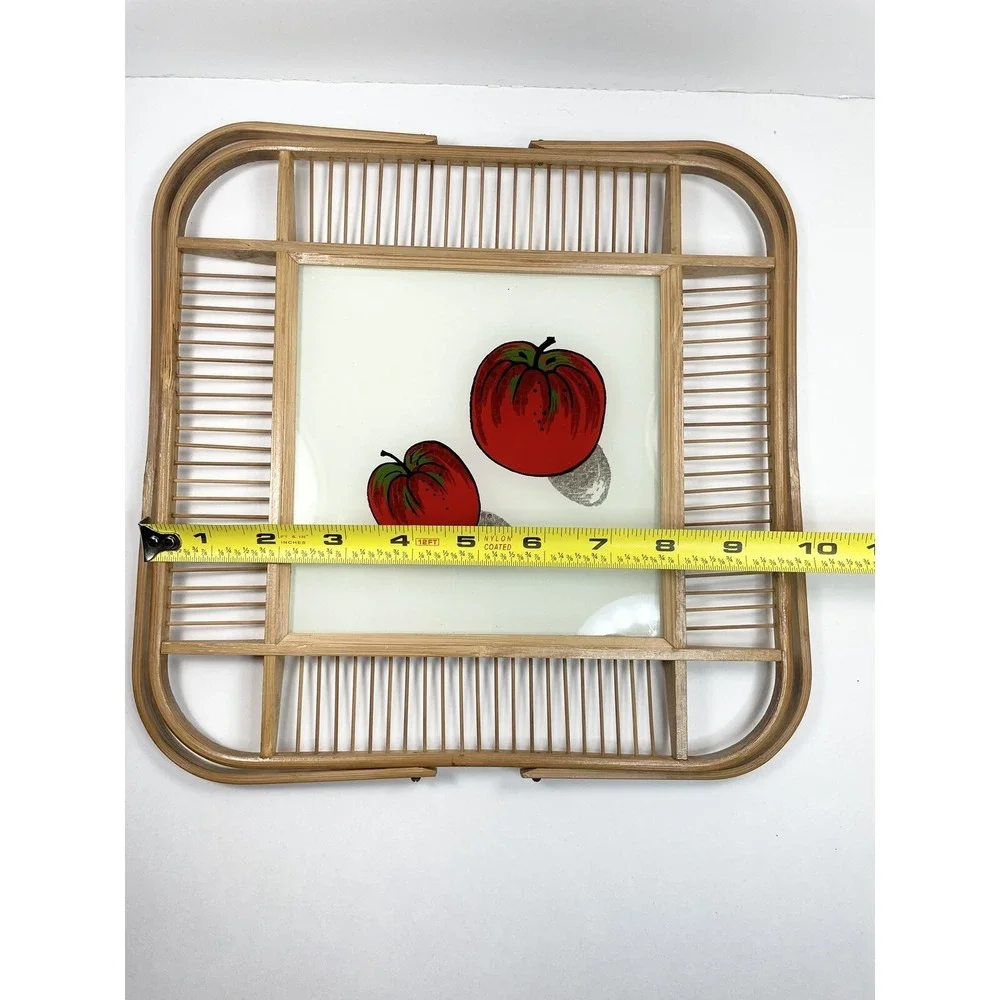 Vintage Tray Cheese Fruit Board Decorative Tray Basket‎ With Apples Print